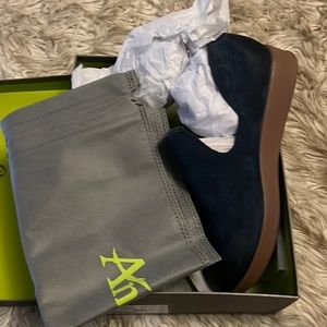 Antelope navy suede slip ons